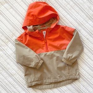 GAP Tech Anorak Jacket Half-zip in Tangerine Orange Khaki Toddler size 3 years